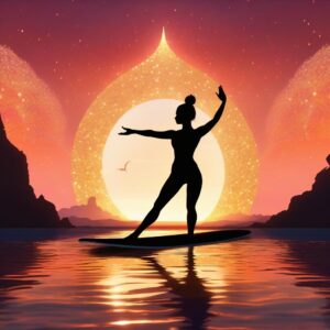 Eine Frau macht Yoga auf einem SUP Board